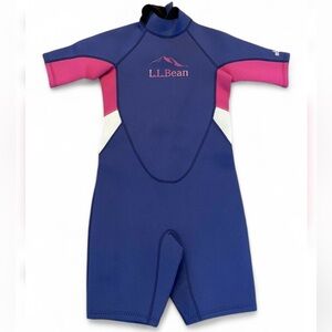 NWT Girl's Camaro L.L. Bean “shorty” Wet Suit Swim UV 50+ Navy Pink and white XL